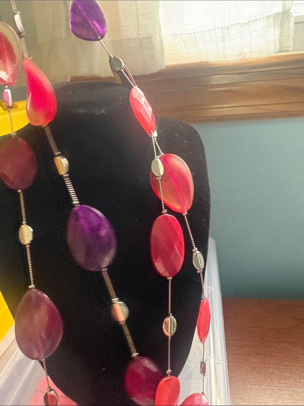 Ford Two-Tone Pink and Purple Oval Bead Necklace